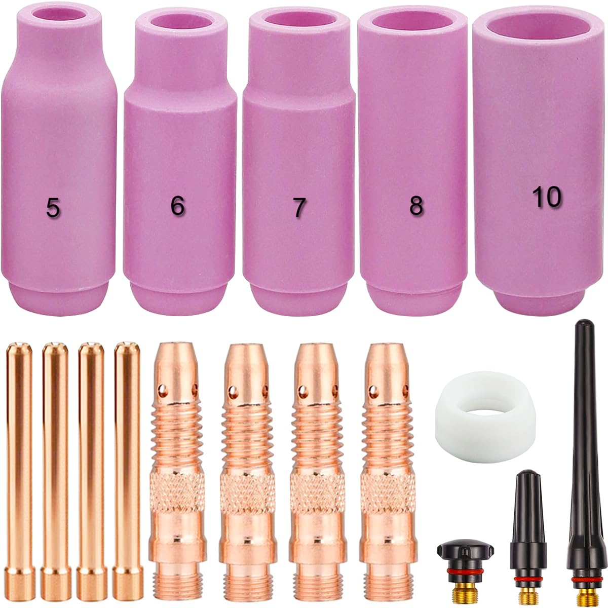 EATBALE For TIG Torch Consumables Accessories Kit for TIG Welding Torch QQ300 PTA DB SR WP 17 18 26, Collet Body, Collet