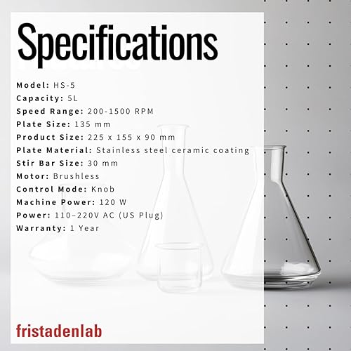 Miniatura 6 de Fristaden Lab Agitador magnético de placa calefactora - Mezclador de laboratorio digital con calefacción