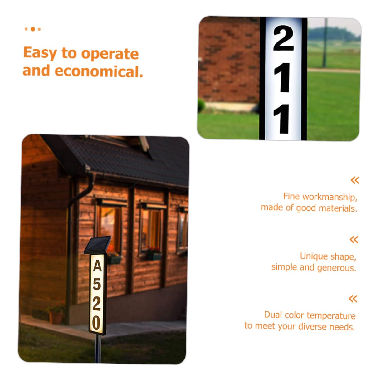 Targa Numero Civico Solare per Casa, Luce Indirizzo Esterno | Plastica Nera, Illuminazione e Visualizzazione Dati, per Giardino e Area Outdoor