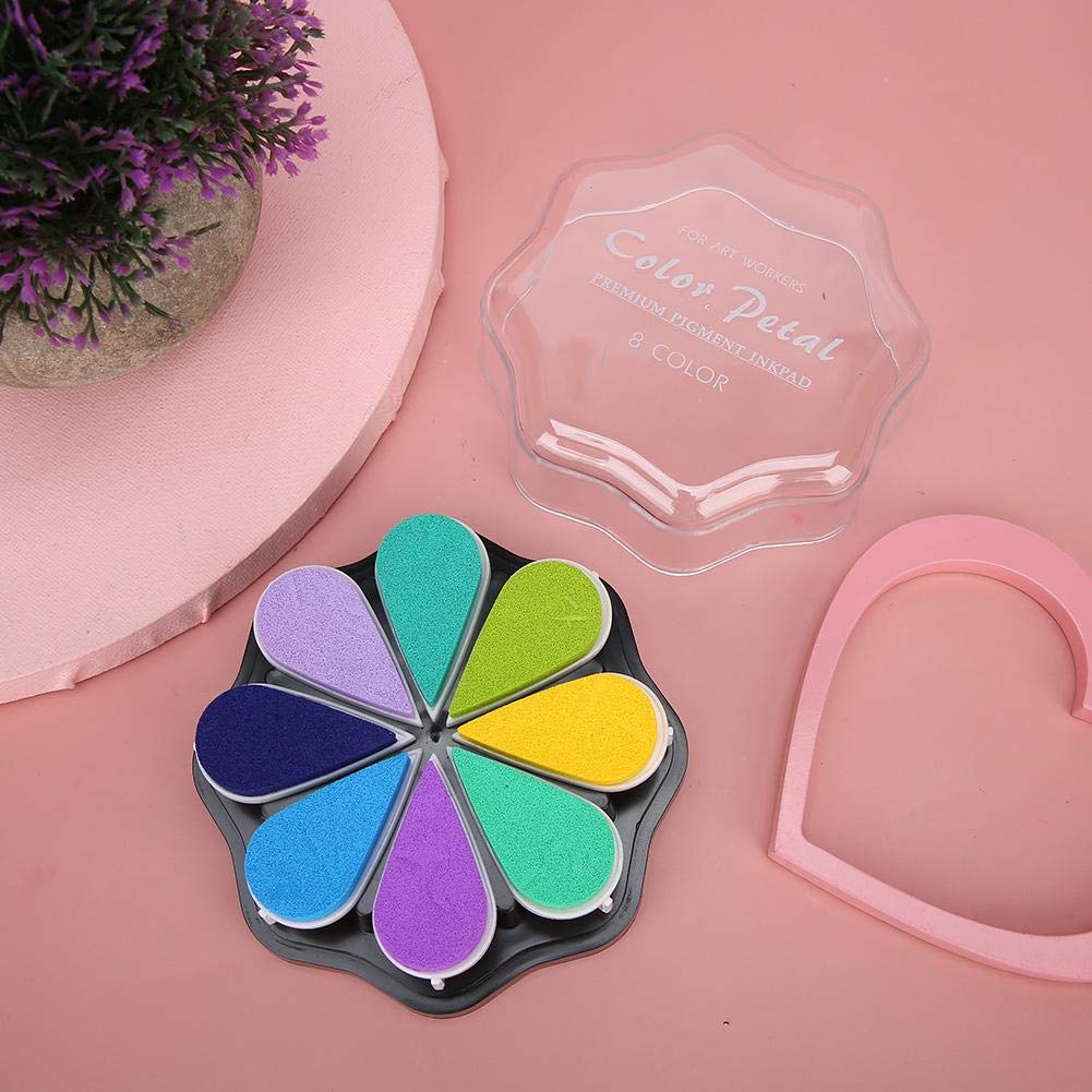 Ink Pad, 8 Colors Petal Shape Stamps Ink Pad for Scrapbook Schedule Book DIY Craft Painting Accessories, Spring Plants - Image 3