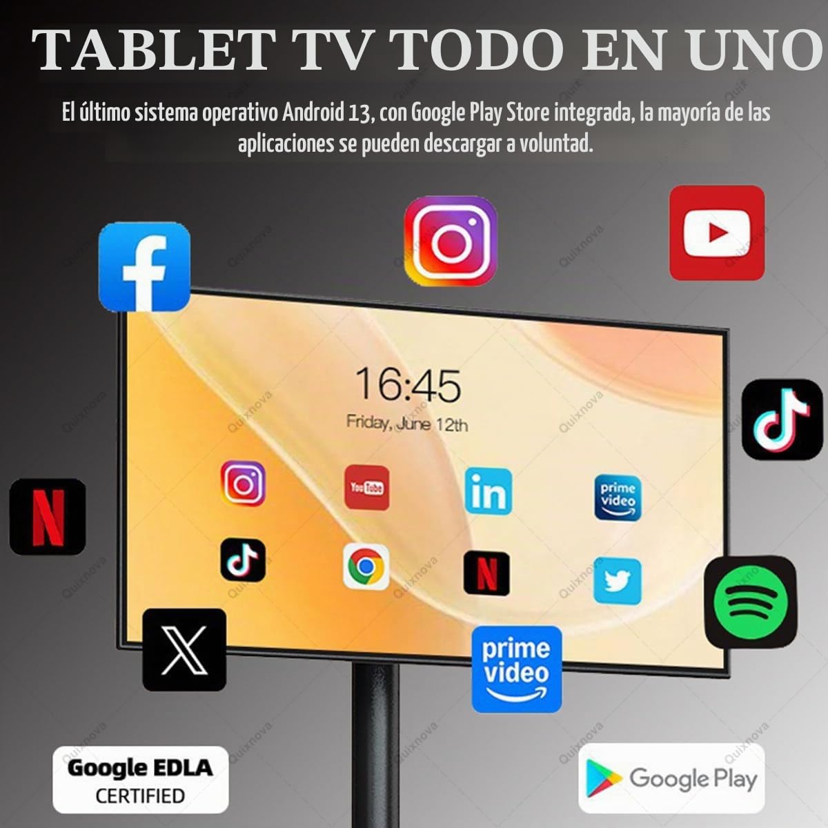 Monitor de TV portátil de 21,5 Pulgadas con Pantalla táctil, Smart TV con Ruedas, Compatible con Google Store, rotación Completa, proyección compartida, Control Remoto 4GB+64GB