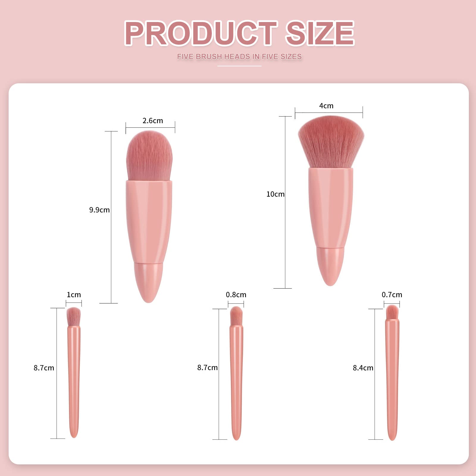 5pcs Portable Makeup Brushes,Premium Synthetic Brush with Mirror Box Professional Foundation Eye Shadow Blush Makeup Brush Travel Face Kabuki Makeup Brush Kits for Travel Daily Date Stage Touch-up - Image 2