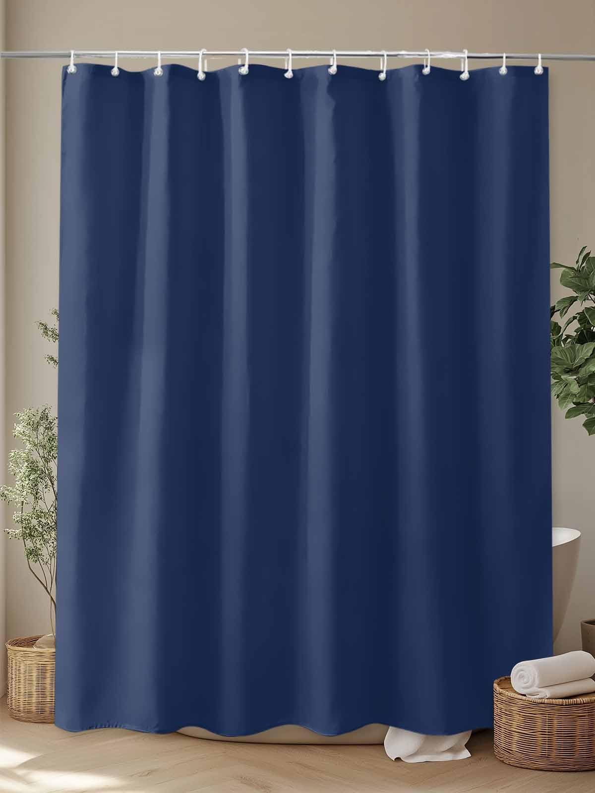 Cortina de ducha azul marino, 200 x 210 cm, calidad hotelera, impermeable, poliéster, ligera y de secado rápido, resistente a la corrosión, ojales con ganchos para una fácil instalación