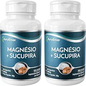 Magnésio + Sucupira 500mg 120 Cápsulas - Suplemento Alimentar para Articulações e Músculos - 2 Frascos