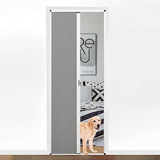 No-Drilling Interior Accordian Folding Bedrooms Door Closet Sliding Barn Panels Doors Hallways Room Divider, Customize, Light Grey