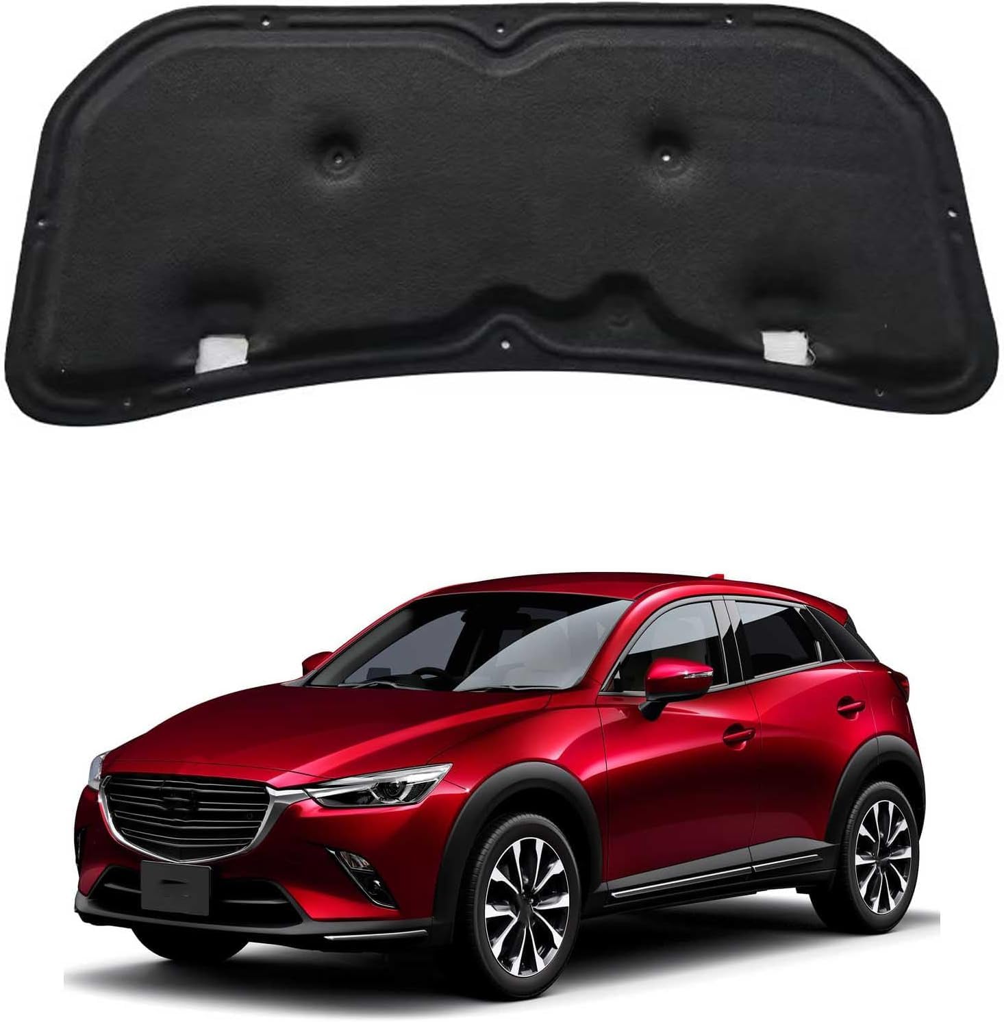Bonnet Insulation Mat 10mm for Mazda CX-3 OE: D10E56681 – Fireproof Engine Sound Deadening & Heat Shield Acoustic Liner with Clips