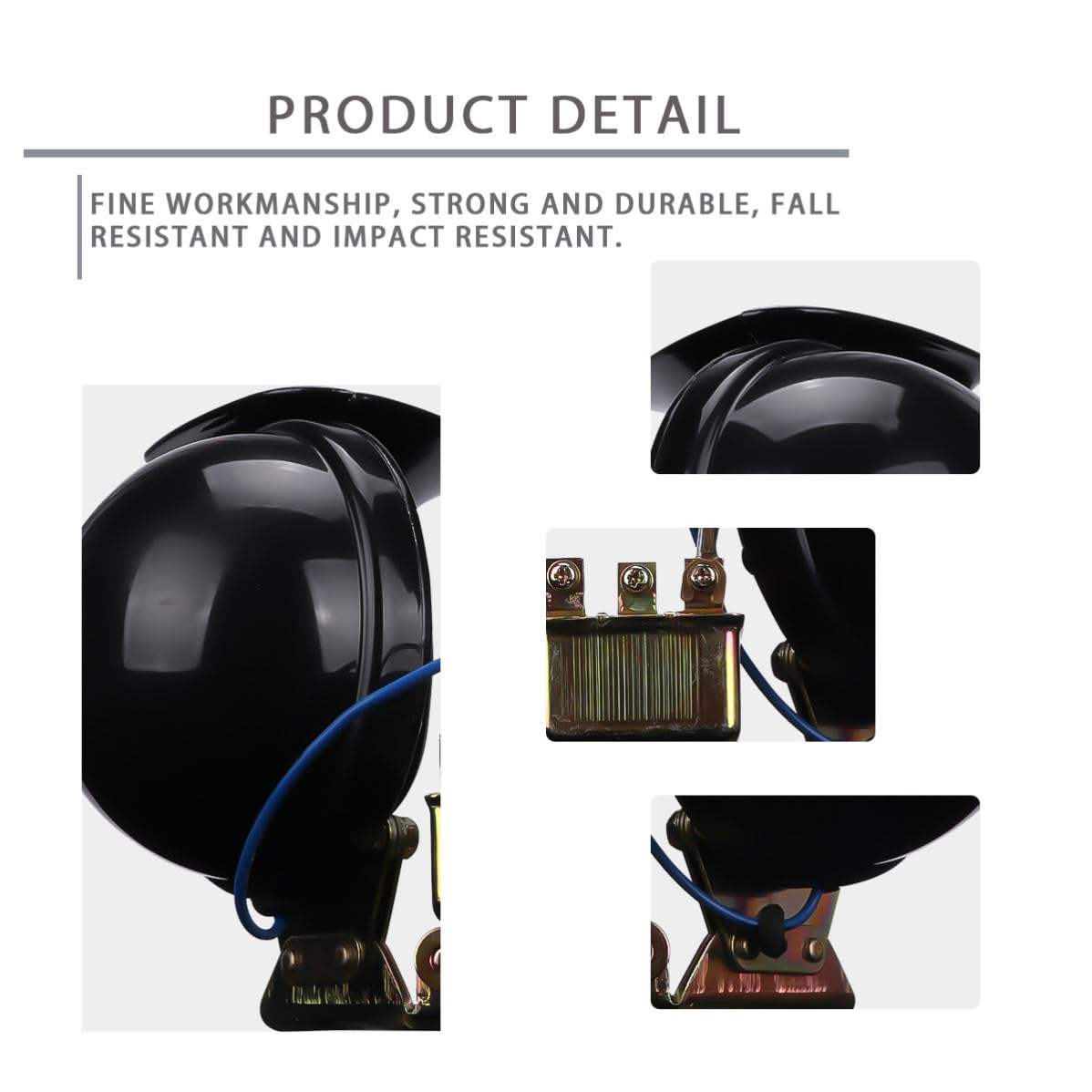 Mipcase 2 Piezas Bocina de Doble Tono Cuerno de Caracol Eléctrica 12 V Negra de Cobre, Función de Aviso y Sonido Potente, para Motocicleta y Camión