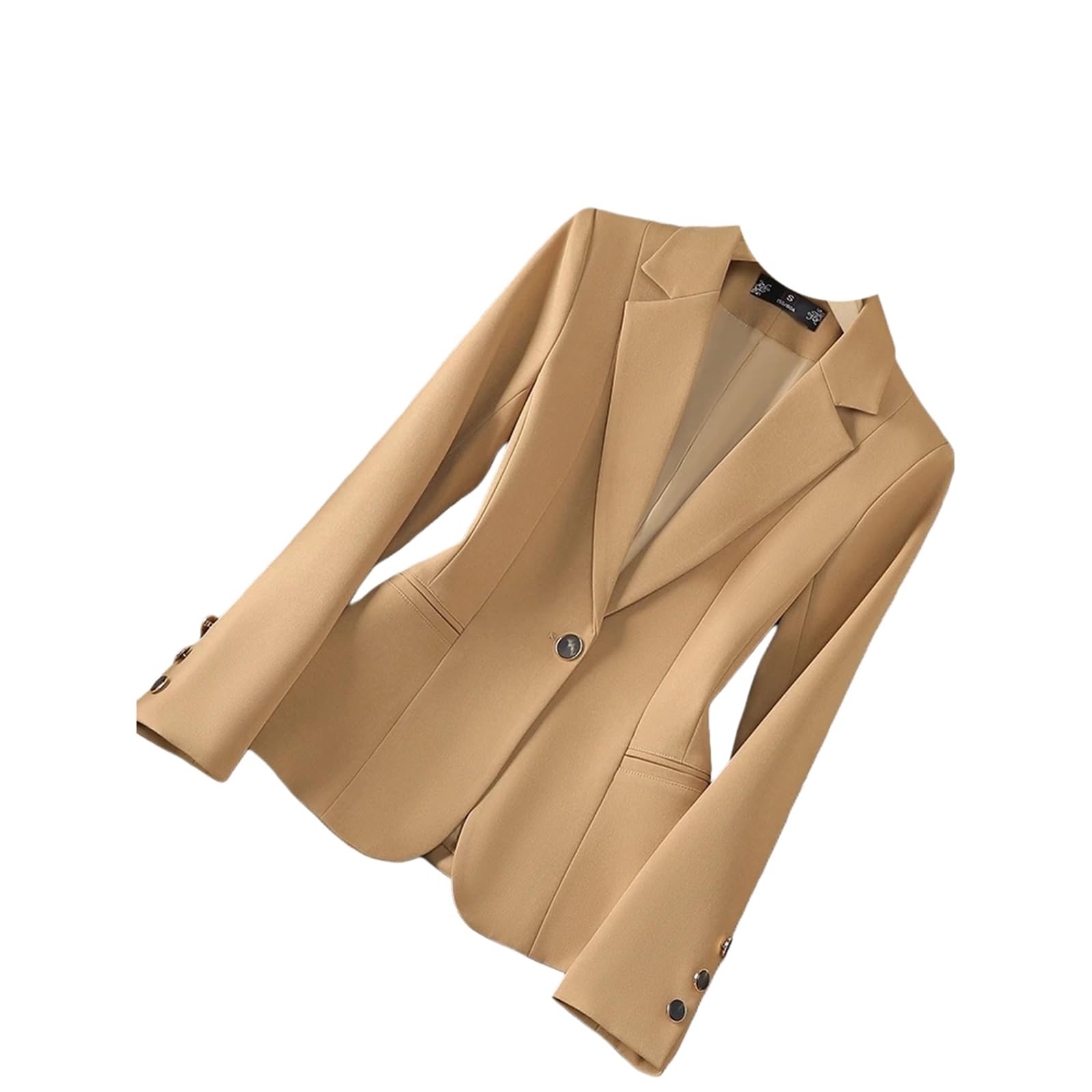 Women Blazer Coat Long Sleeve Female Business Work Wear Slim Formal Jacket Autumn Winter Khaki M