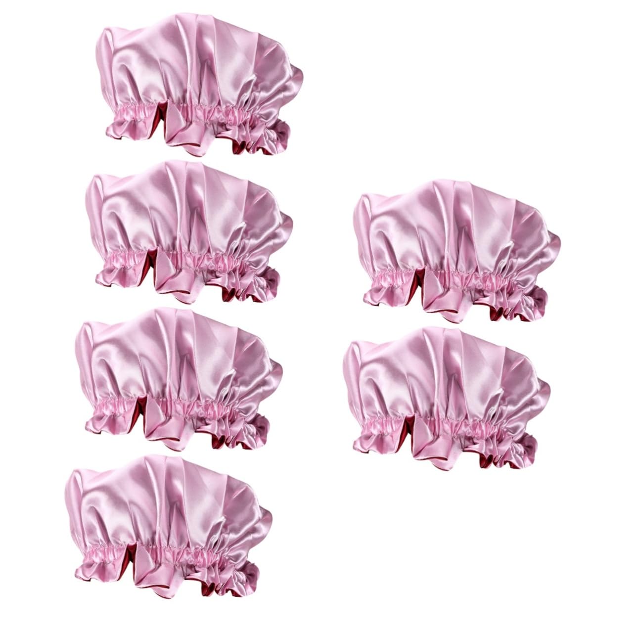 FOMIYES 6piezas Gorro De Elástico Para Protección De Cabello Sombrero Transpirable De Satinado Para Casa y Rosa
