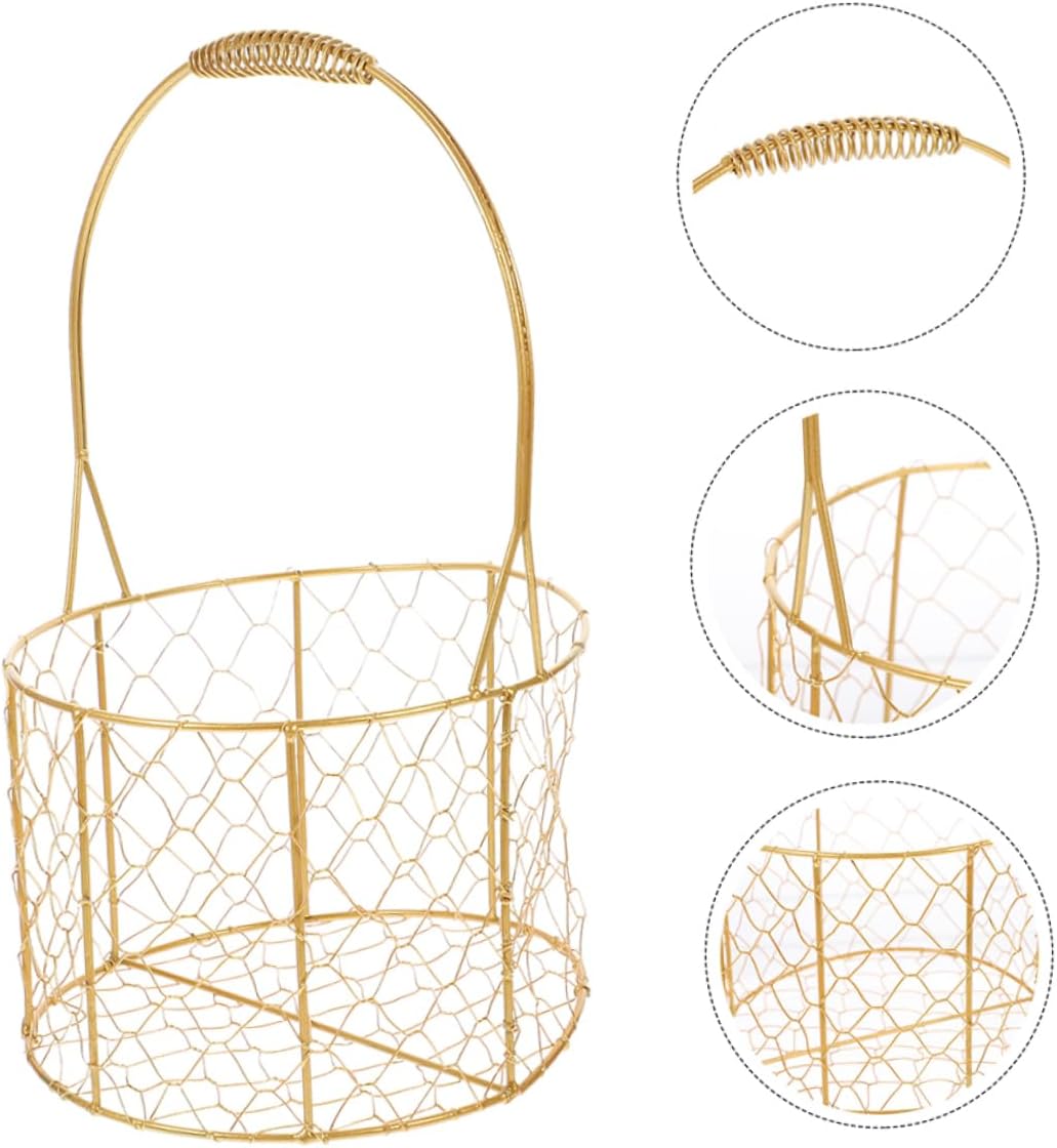 Ipetboom Decorative Wire Basket with Handle for Gifts and Weddings Rustic Iron Metal Gift Basket for Holiday Storage and Party Centerpieces for Jewelry Fruits Cosmetics image 3