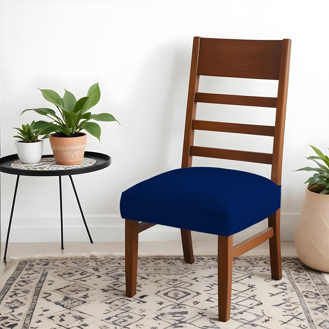 HOTKEI Pack of 4 Navy Blue Dining Chair Seat Cover 200GSM Fabric Elastic Magic Chair Cover Stretchable Protector Slipcover for Dining Table Chair Cover Set of 4 Seater (B0C71GT6H4) Amazon Price History, Amazon Price Tracker