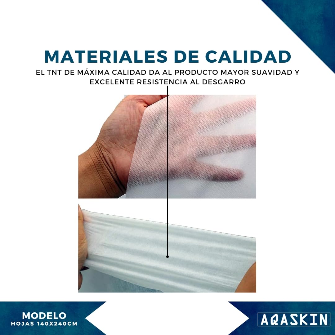 Sábanas Desechables en TNT 140 x 240 cm, Sábanas Envasadas Individualmente, Sábanas Desechables Higiénicas, Color Blanco - Cantidad 100 pzs