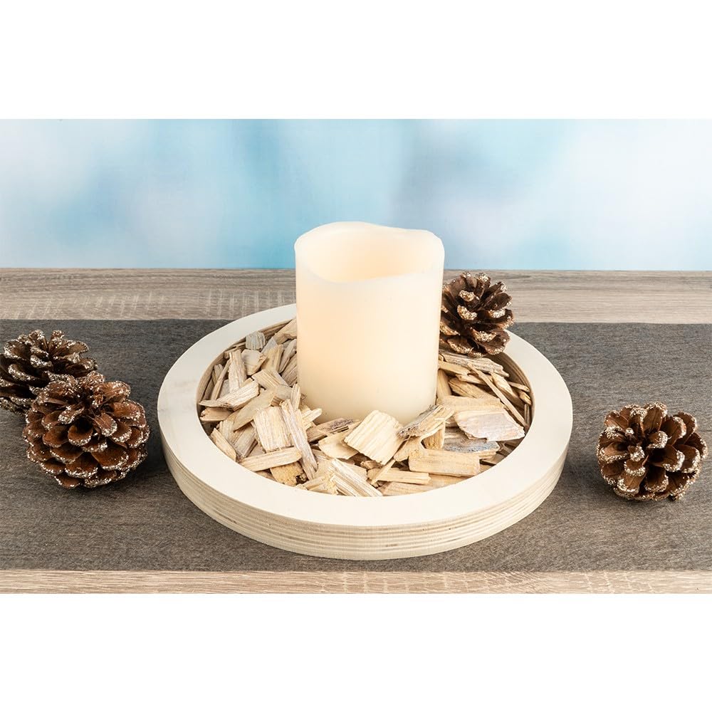 Hanglamp Lila met houten ring, rond, 6-lamps