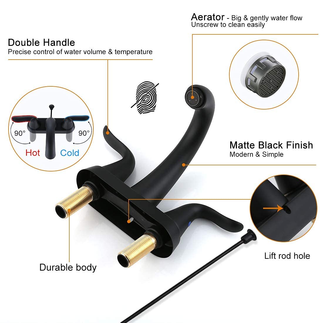 WOWOW Black Bathroom Faucet 2 Handle Bathroom Sink Kenya