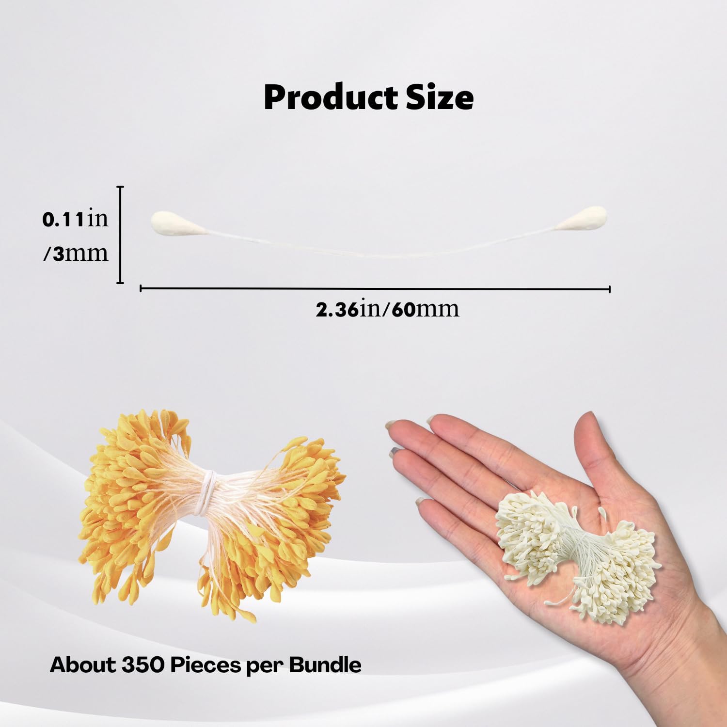 Pistilli Per Fiori Finti 1050 Pezzi - Stami In Filo Di Chenille Con Perlina - Giallo, Bianco, Rosa - Per DIY - Foto 2