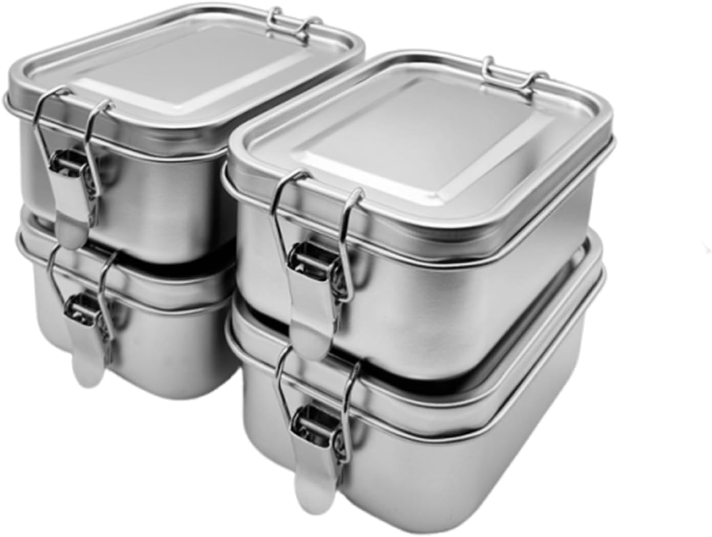 Confezione da 4 contenitori per il pranzo in acciaio inox, 850 ml, a prova di perdite, con clip di bloccaggio, scatole per snack in lavastoviglie per lavoro, picnic e preparazione dei pasti