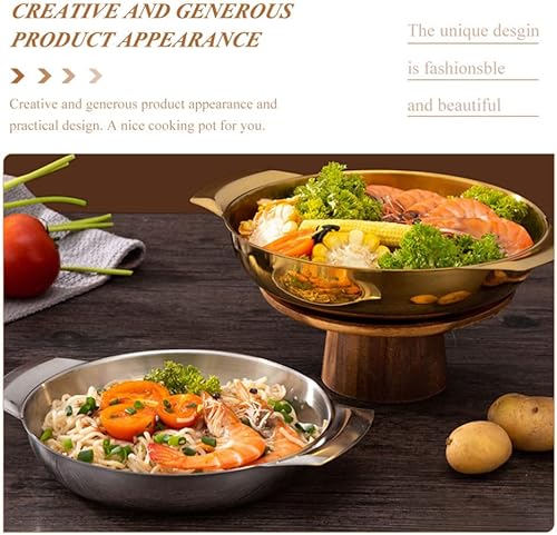 Miniatura 8 de Hemoton Amphora - Olla de acero inoxidable española, sartén coreana, fideos, fideos, restaurante, mariscos, olla caliente china, sartén pequeña,