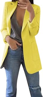 2025 Mujeres Casual Sólido Suelto Cardigan Solapa Bolsillo Manga Larga Chaqueta de Oficina Abrigo Elegante