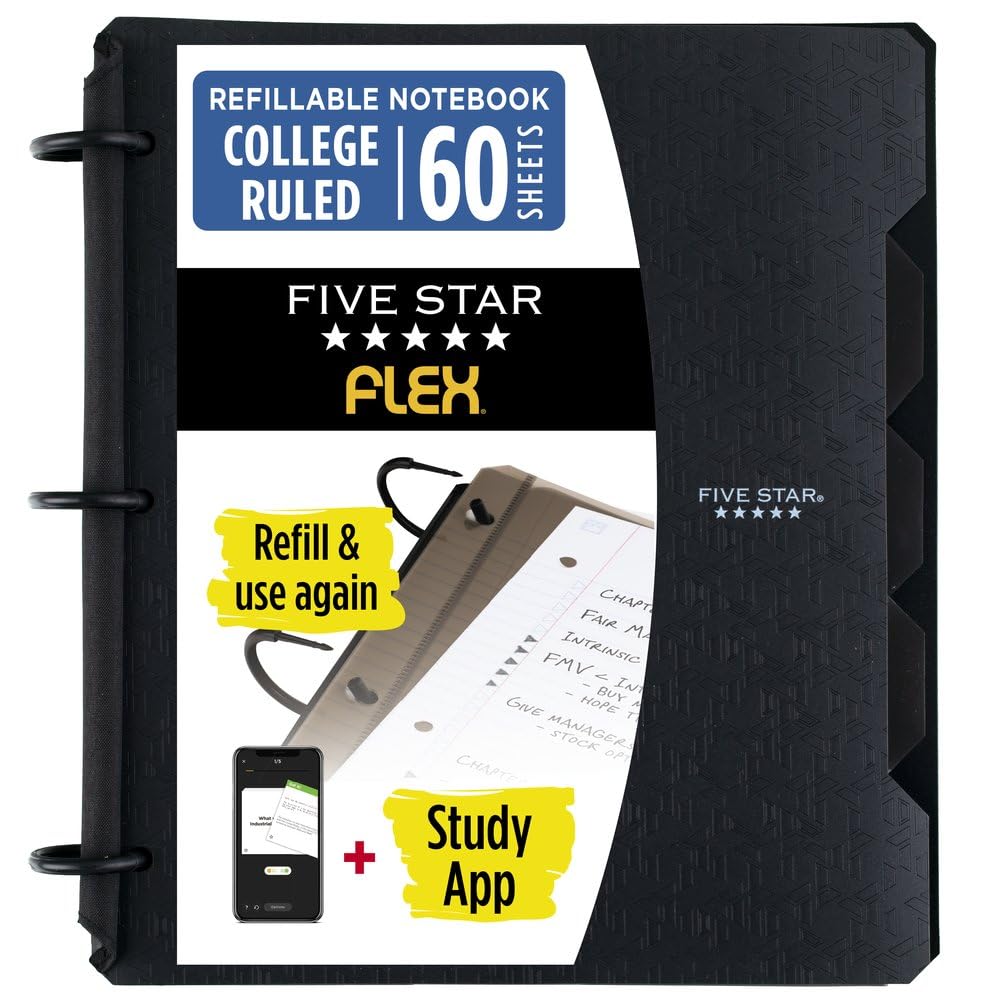 Five Star Flex Hybrid NoteBinder, segregator 2,5 cm, notebook i segregator wszystko w jednym, czarny (29328AA2)