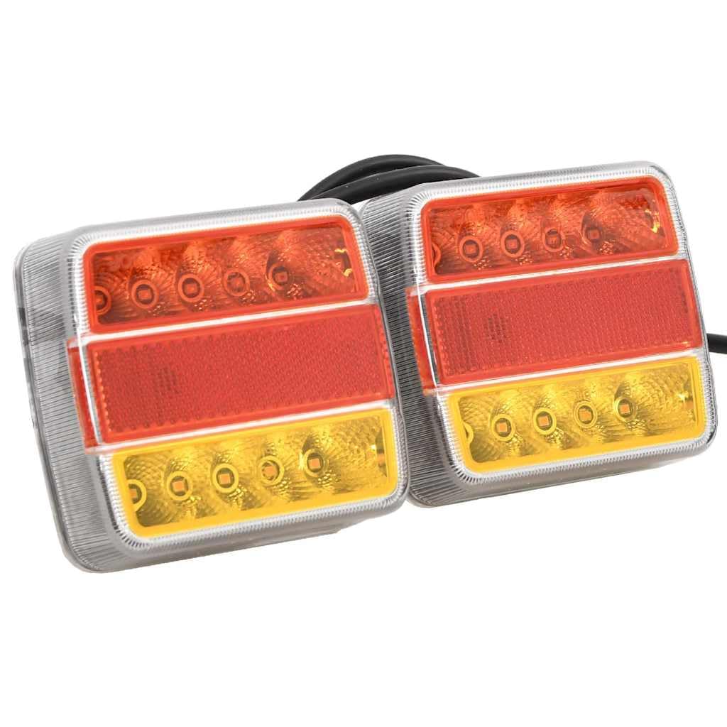 Zestaw 2 lamp tylnych LED z magnesem, oświetlenie przyczepy 12 V, kabel 9 m, wtyczka 7-biegunowa i adapter 7 do 13