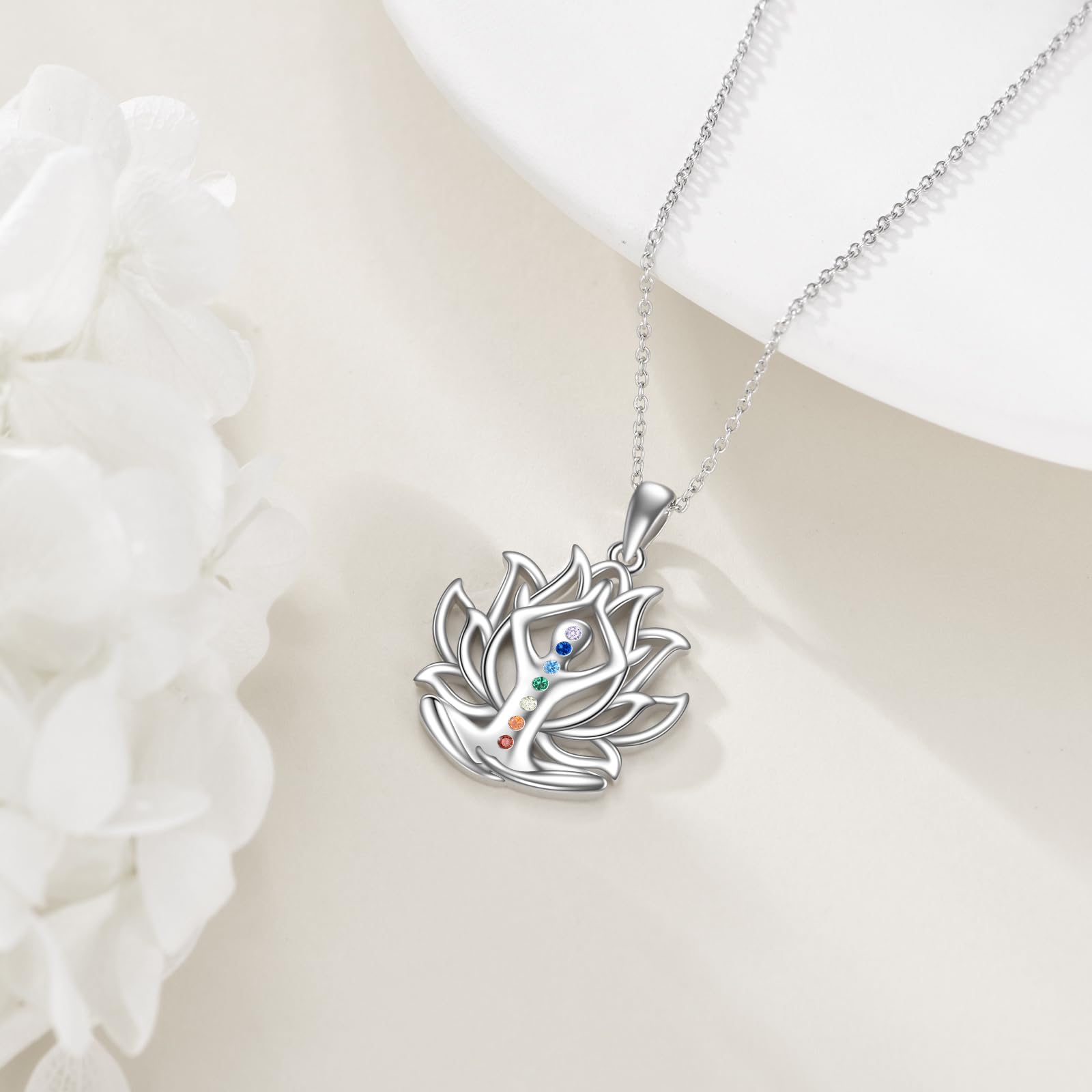 YAFEINI Chakra Ketten für Damen Sterling Silber Baum des Lebens/Schutzengel Flügel/Schmetterling Kreuz Halskette Muttertags Geschenk für Frauen Mädchen