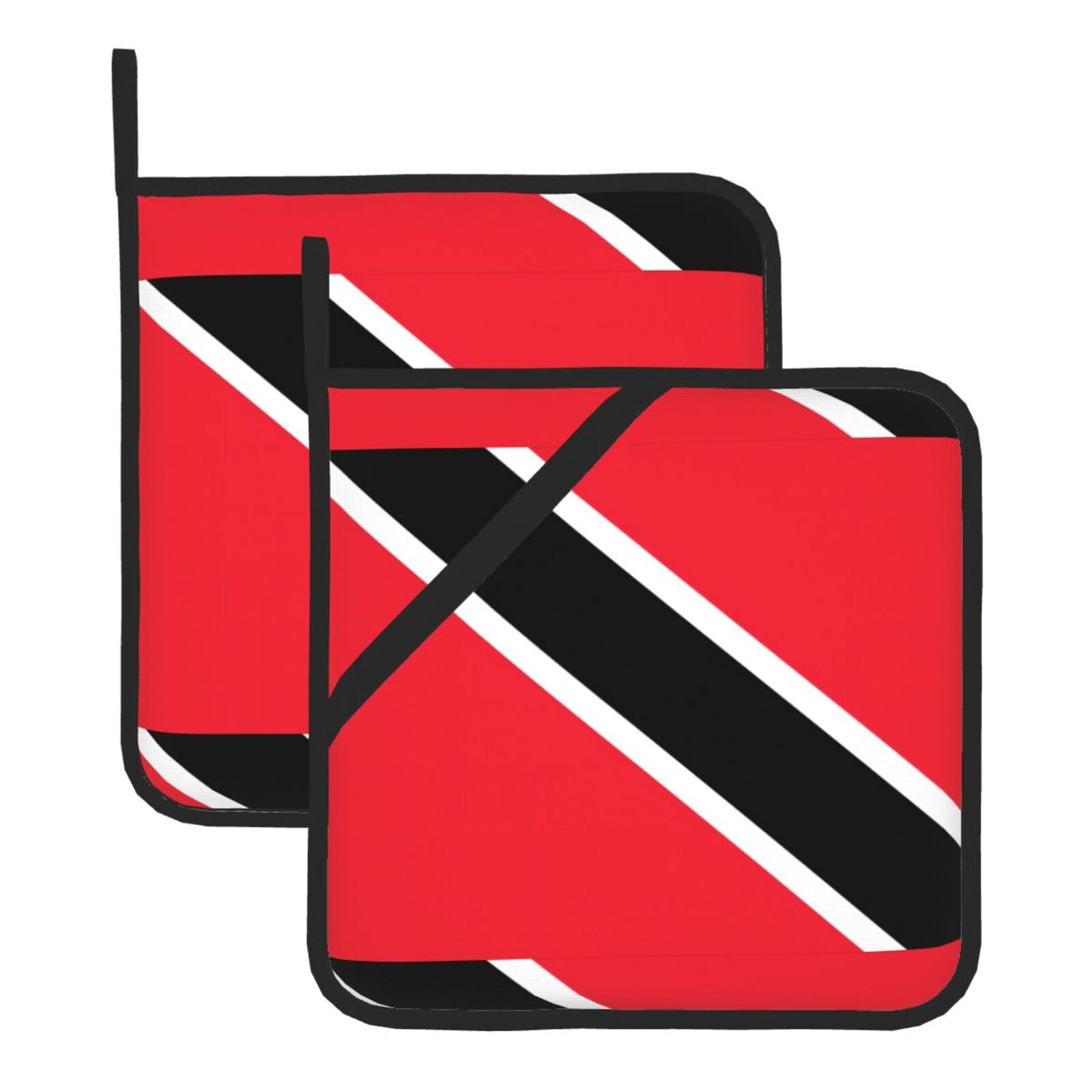 WHJSHOP Flag of Trinidad and Tobago Prints Square Hot Pads for Kitchen Counter - Thick Heat Resistant Trivets for Microwave & Oven, BBQ Grilling Cover (2 Pack)