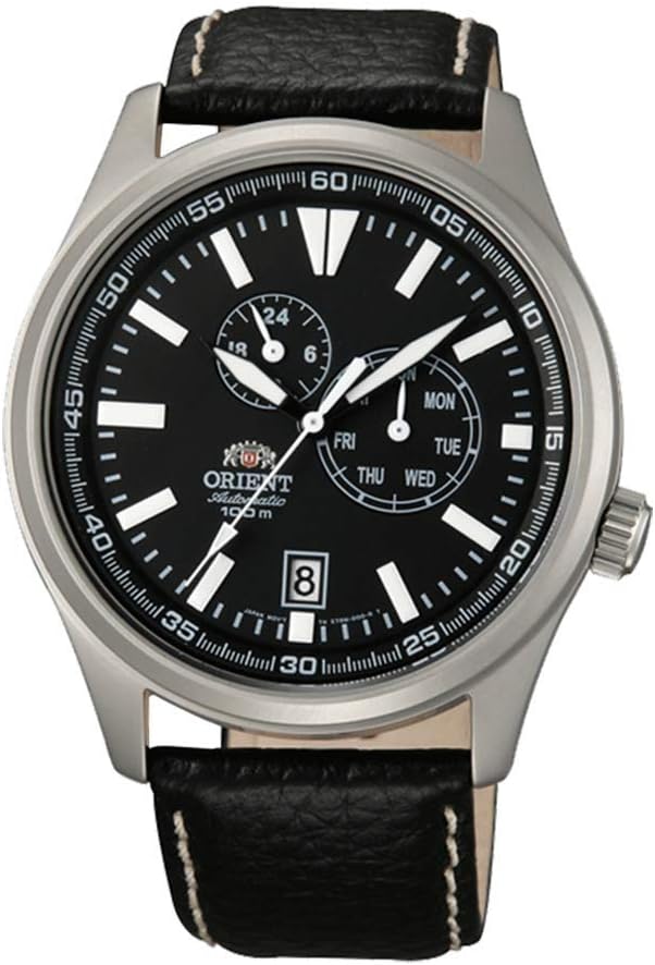 Men's"Defender" Japanese-Automatic Field Watch with Black Leather Strap (Model: FET0N002B0)