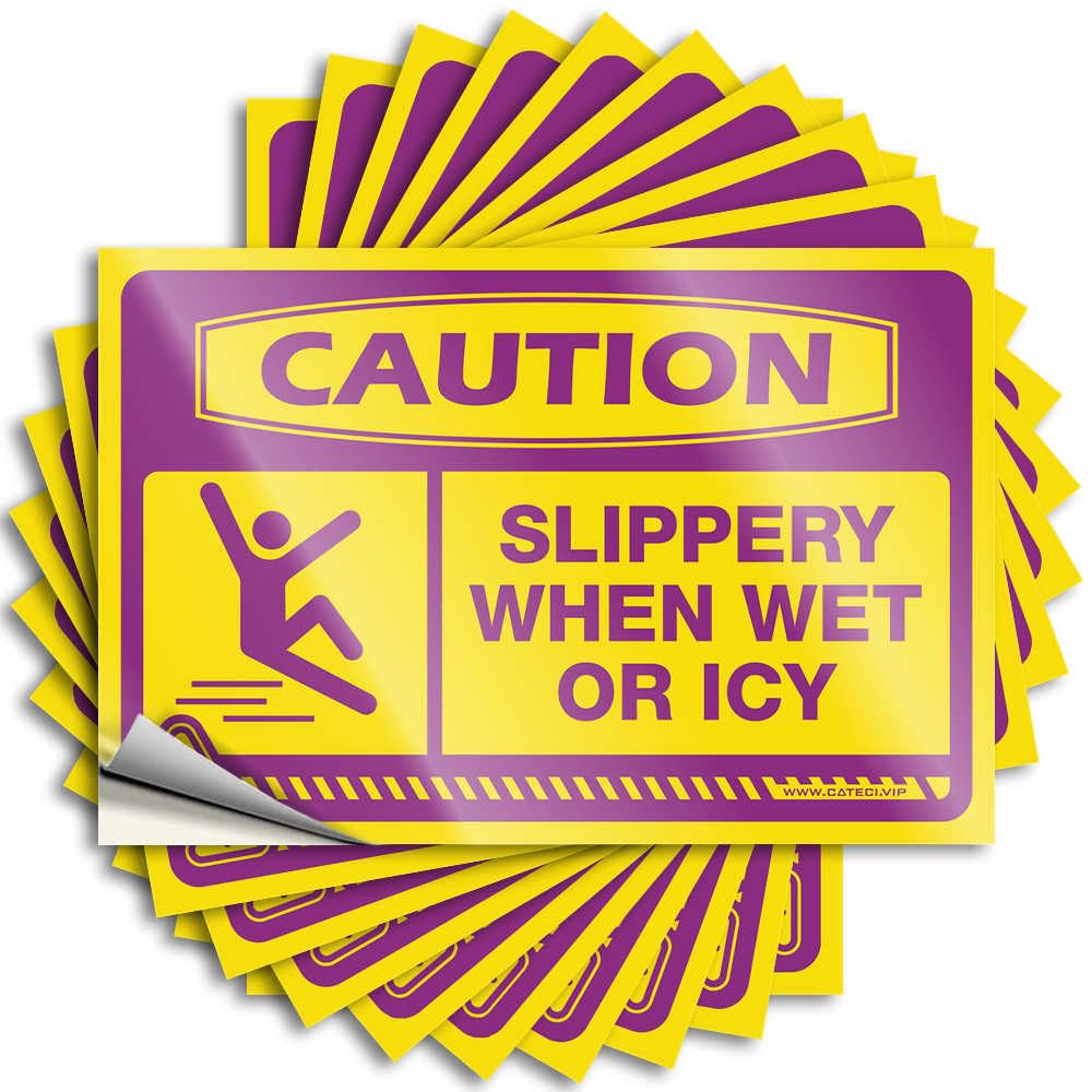 Home Entrance Decor Items Tattoo - Caution Slippery When Wet Or ICY Bumper Waterproof Vinyl Sticker(8X12CM)