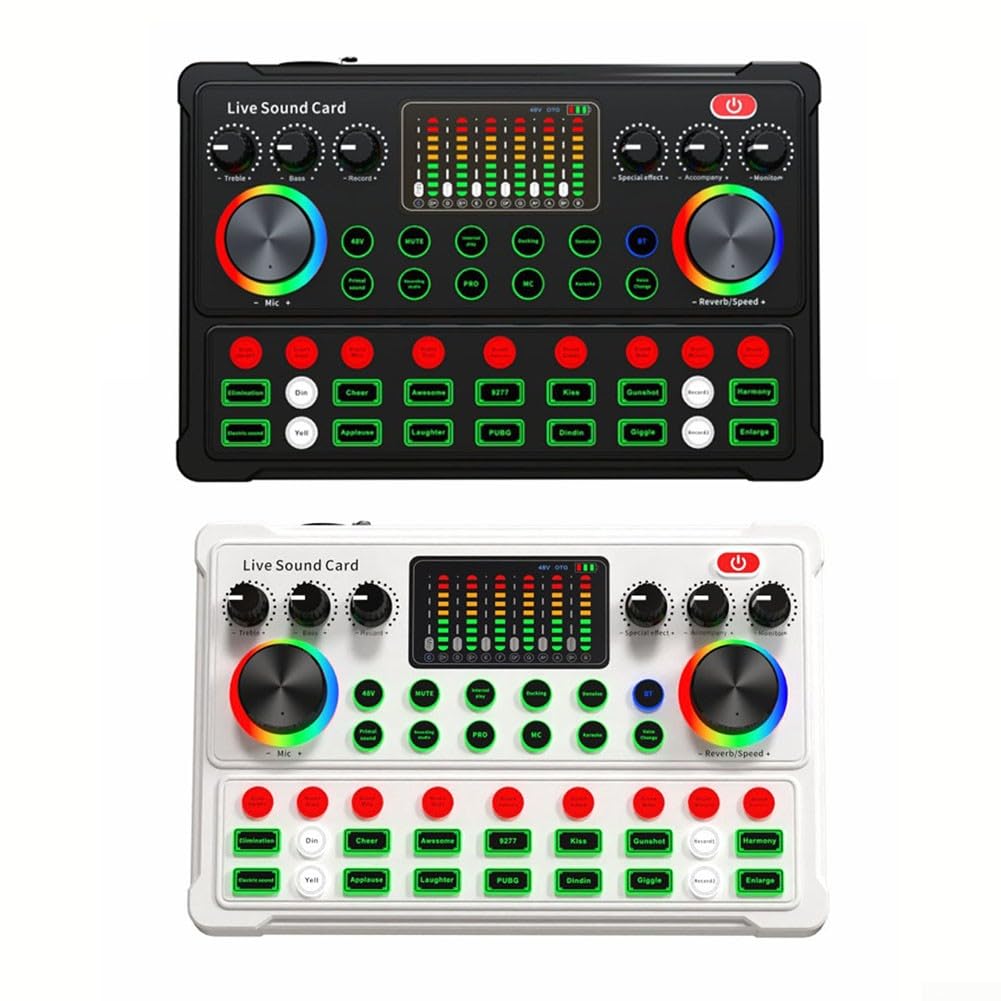 Live-Soundkarte, M3-Soundkarte, Podcast-Ausrüstung, Mikrofon, Audio-Mixer, Audio-Sound, Voice-Streaming, Live-Streaming für Live-Streaming, mehrere Effekte, Sprachwechsler Soundkarte (weiß)