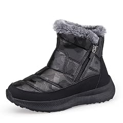 Jakcuz Plus Size 36-46 Snow Boots for Women Insulated Shell Warm Outdoor Cold Weather Shoes High Top Cotton