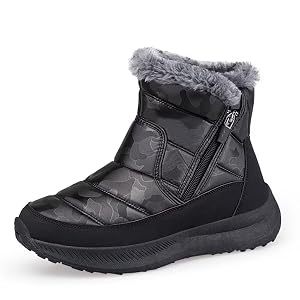 Jakcuz Plus Size 36-46 Snow Boots for Women Insulated Shell Warm Outdoor Cold Weather Shoes High Top Cotton