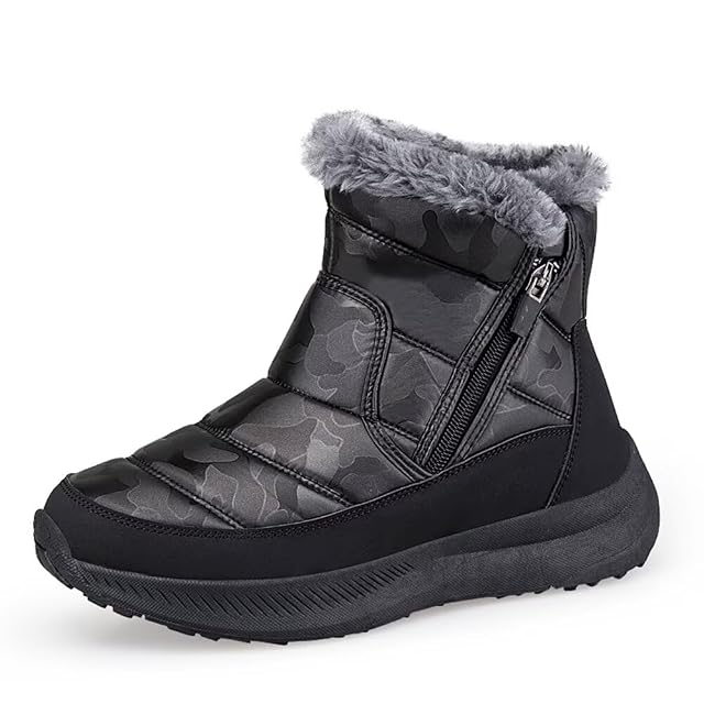 Jakcuz Plus Size 36-46 Snow Boots for Women Insulated Shell Warm Outdoor Cold Weather Shoes High Top Cotton