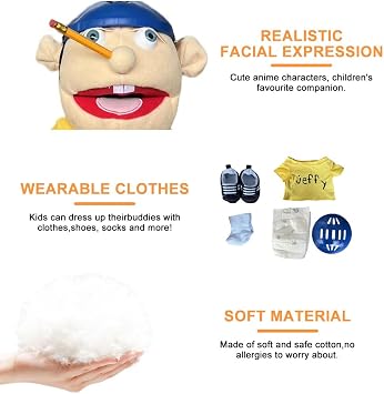 Jeffy Puppet Plush Toy Doll, 60cm Jeffy Hand Puppet for Kids Birthday Christmas Halloween Party, Yellow