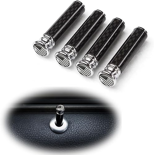 ZKFAR 4 pomos de bloqueo de puerta de modificación de automóvil con bandera estadounidense, cubierta de pasador de puerta de metal de fibra de