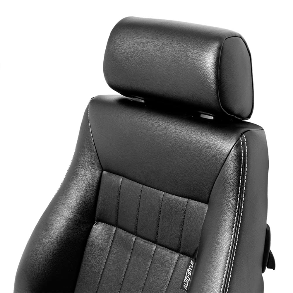 Siège sport 'Retro' - Cuir simili Noir + Coutures argent - Dossier régable - incl. glissière