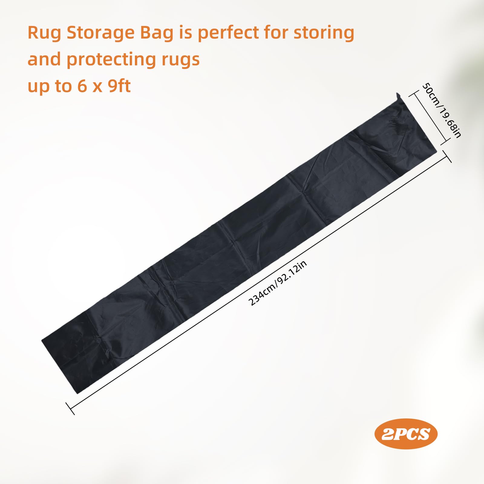 NICENEEDED 2 Pcs Large Rug Storage Bag, Protection for Rolled Rug 20 x 92 Inch, Oxford Cloth Drawstring Carpet Storage Pouch Rolled Rugs Moving Bag for Indoor Outdoor Carpet Storage Packing(Black) - Image 2