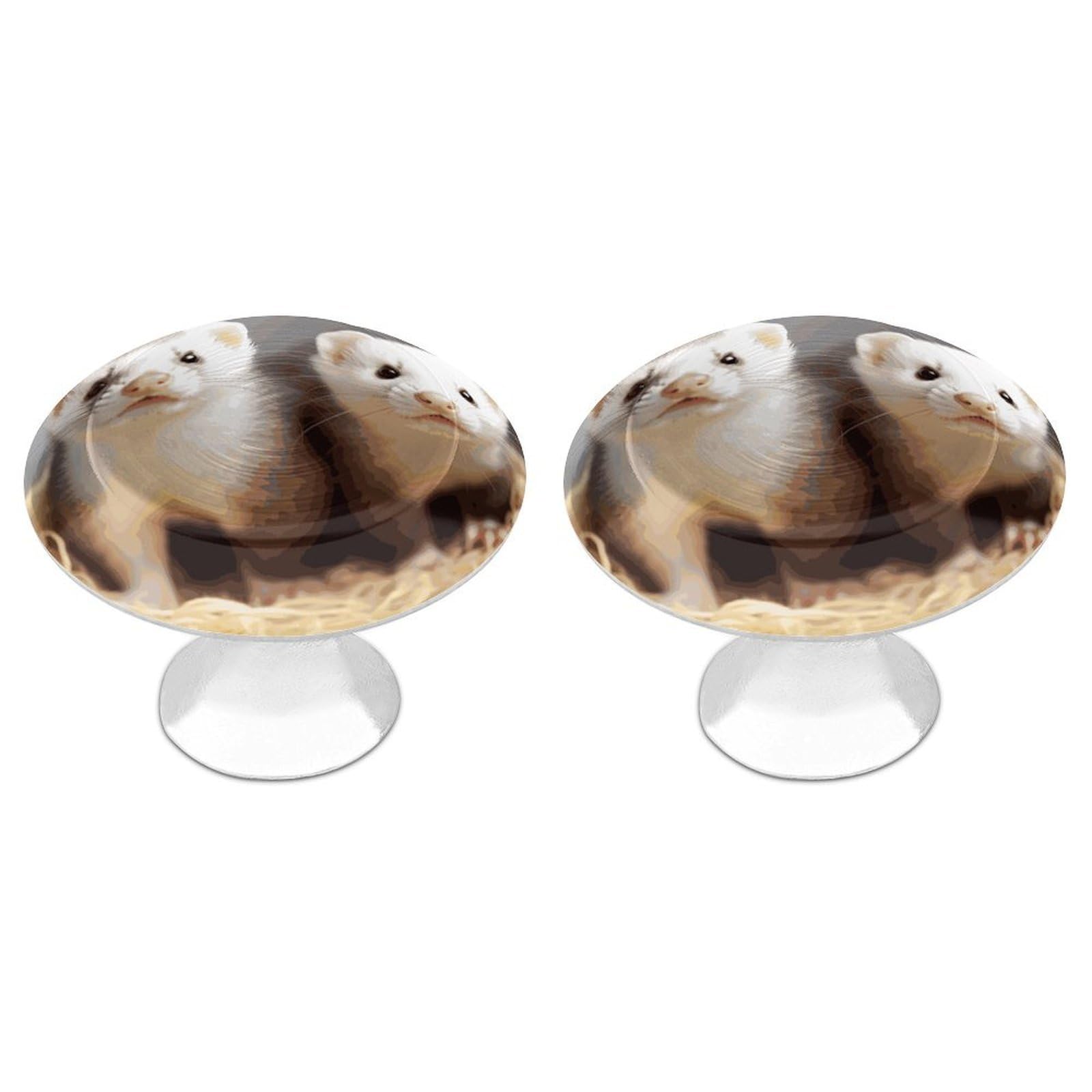 MUSM Ferrets Cabinet Knobs Aluminum Alloy Drawer Handles Kitchen Drawer Pulls Round Door Knob with Screw Simple Cabinet Hardware for Dresser Furniture Bathroom 2Pack
