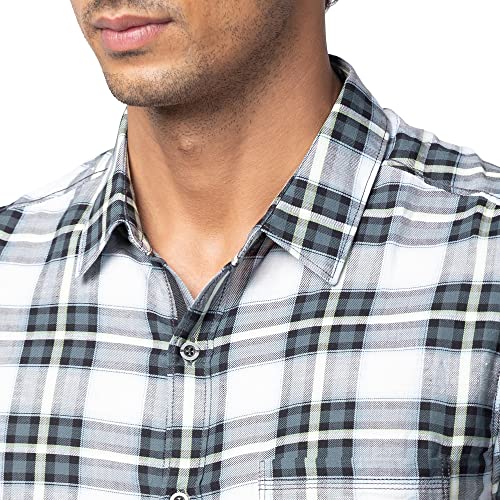 Image of Spykar Men's Slim Fit N /A Full Sleeve Checked Casual Shirts