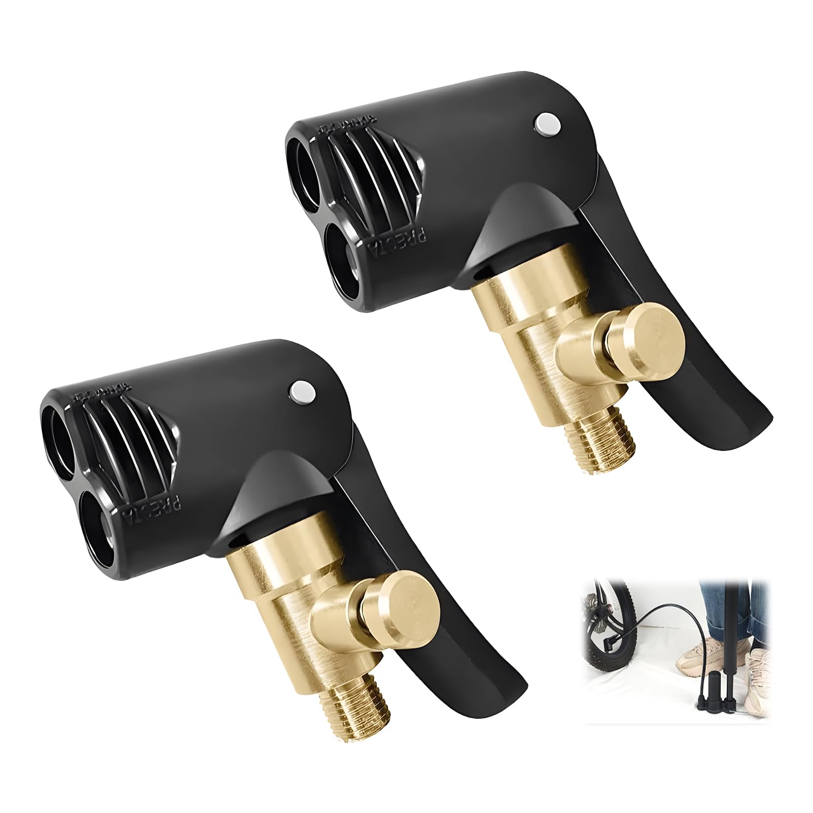 2 PCS Universale Connettore Valvola Pneumatica, Adattatore Gonfiaggio Pneumatici Tyre inflator Connector Gonfiaggio Pneumatici 2 in 1 per Gonfiatori Pompa d'Aria Compressore (Deflatable)