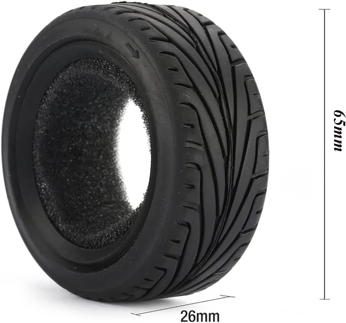 KINGCOO 1/10 RC Car Tyres, 4 Pieces 65 mm Rubber Tyres for 1:10 RC On Road Run-Flating Touring Racing Car - Image 3