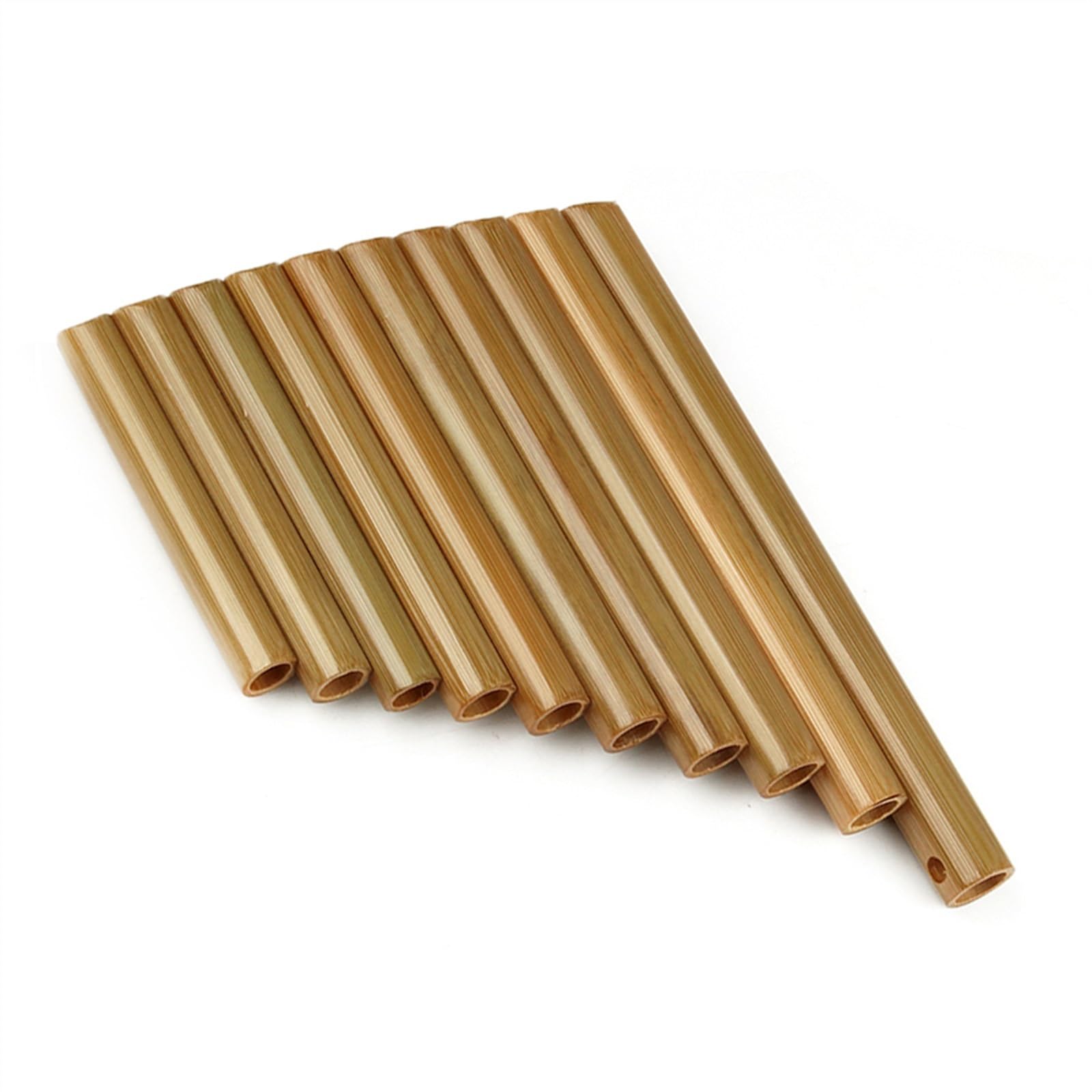 Panflöte 10 Pfeifen Panflöte Natürliches Bambus-Blasinstrument G-Taste Handgefertigte Panflöten