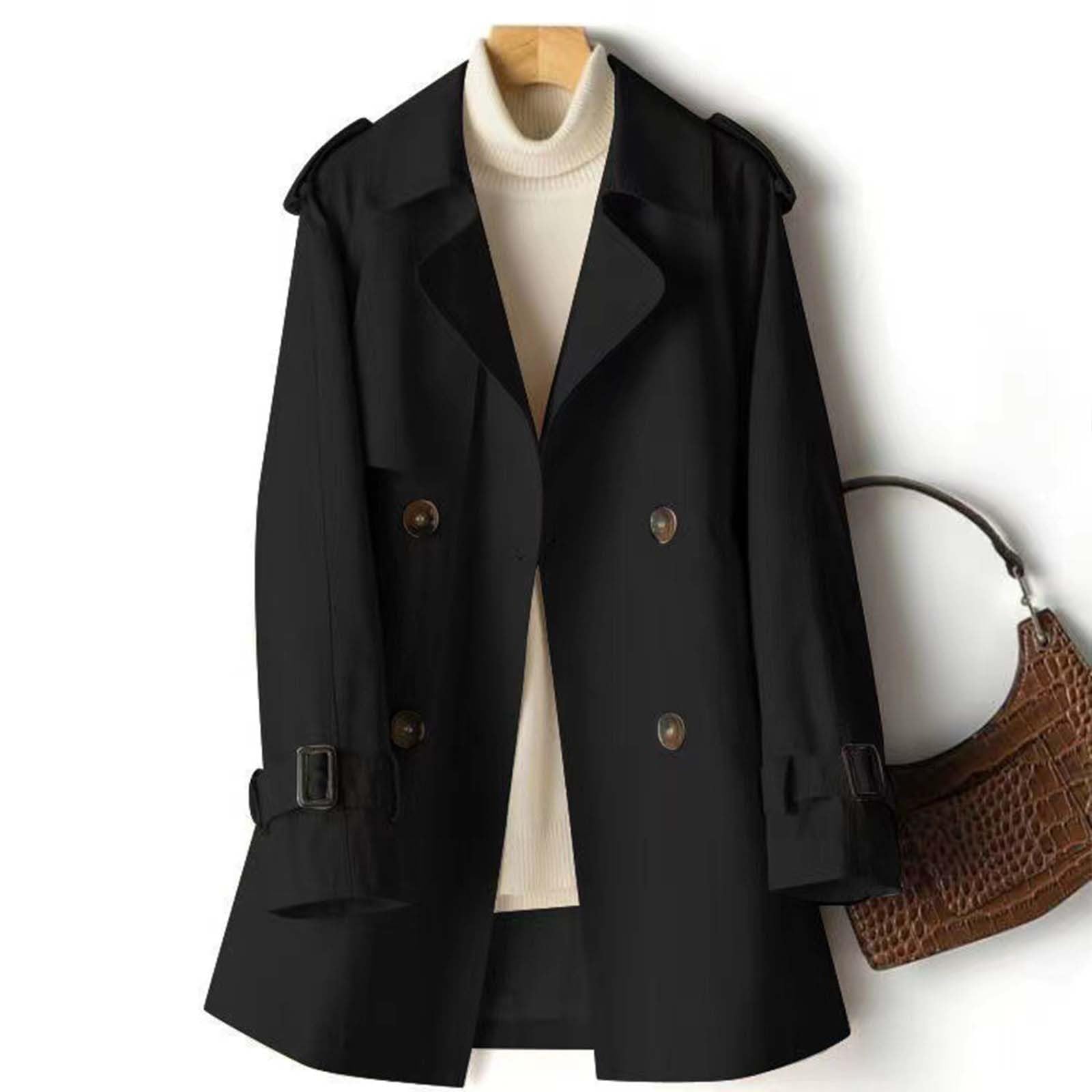 Trench da donna con cintura in vita, doppio petto, giacca a vento classico in stile britannico, capispalla per autunno e stagioni, cappotto antivento di media lunghezza alla moda per uscite casual e