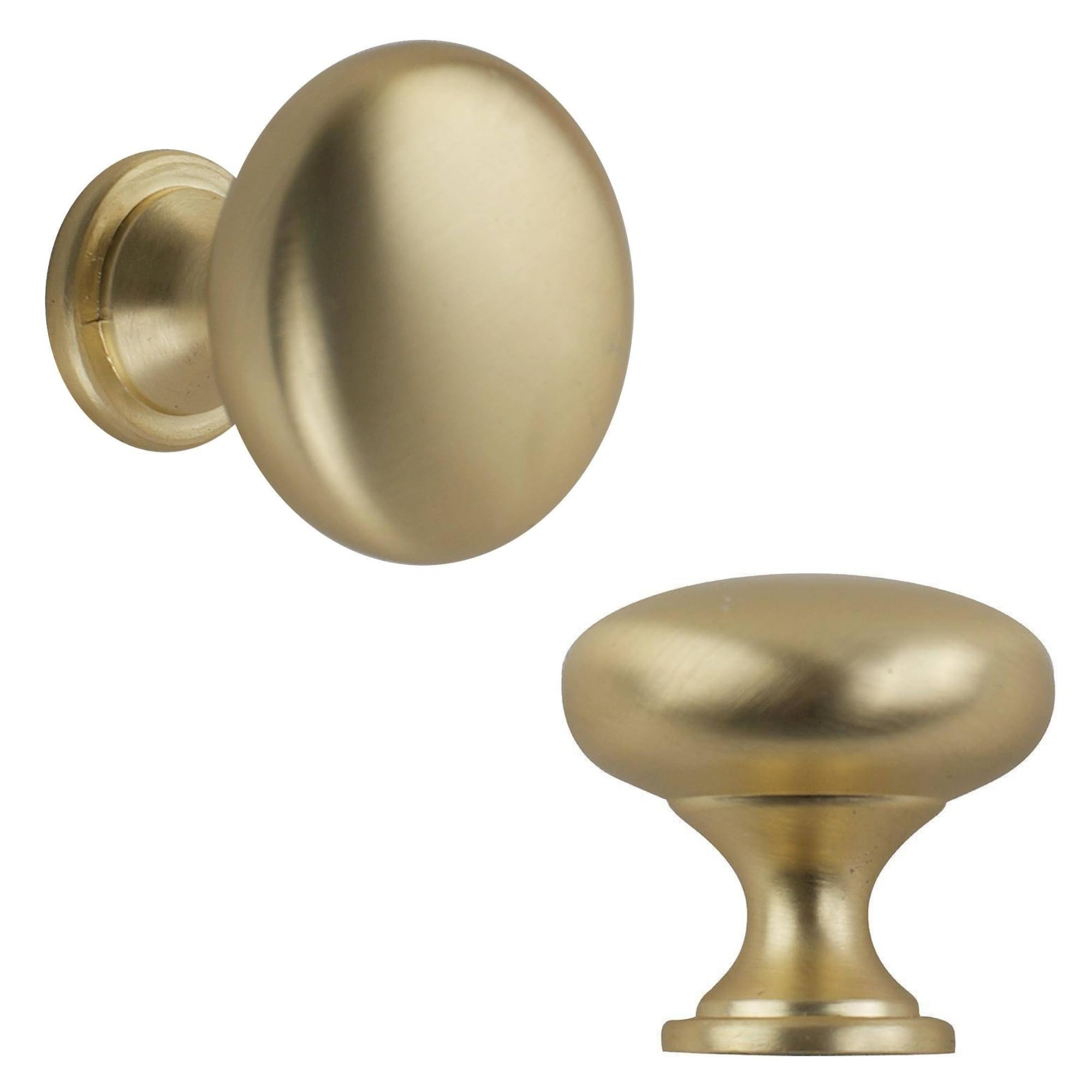 Keypak Brushed Brass 10 Pack Smooth Slim Cabinet Knobs 30Mm – Modern Drawer & Cupboard Pull Handle For Kitchen Cabinets, Wardrobes & Furniture