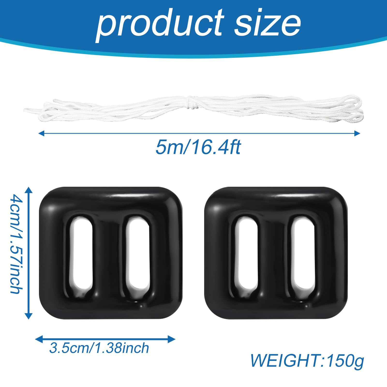 Lyreh 2pcs Ancrages de Rechange pour Fontaine de Piscine, Poids d’Ancrage avec Corde 5 m 150g pour Bouées Flottantes (Noir)
