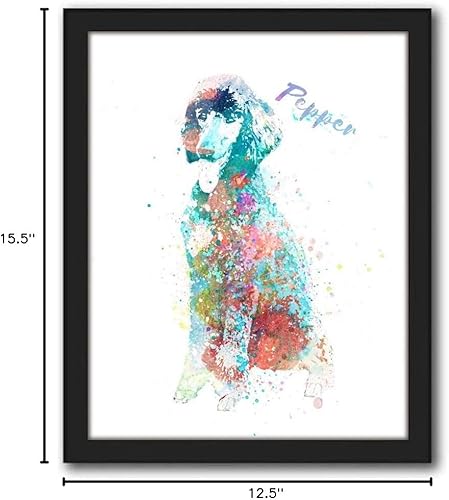 Vista 46 de Regalo personalizado para perros y amantes de los perros. Estilo acuarela. (lienzo enmarcado de 20 x 25 pulgadas, Golden Retriever)