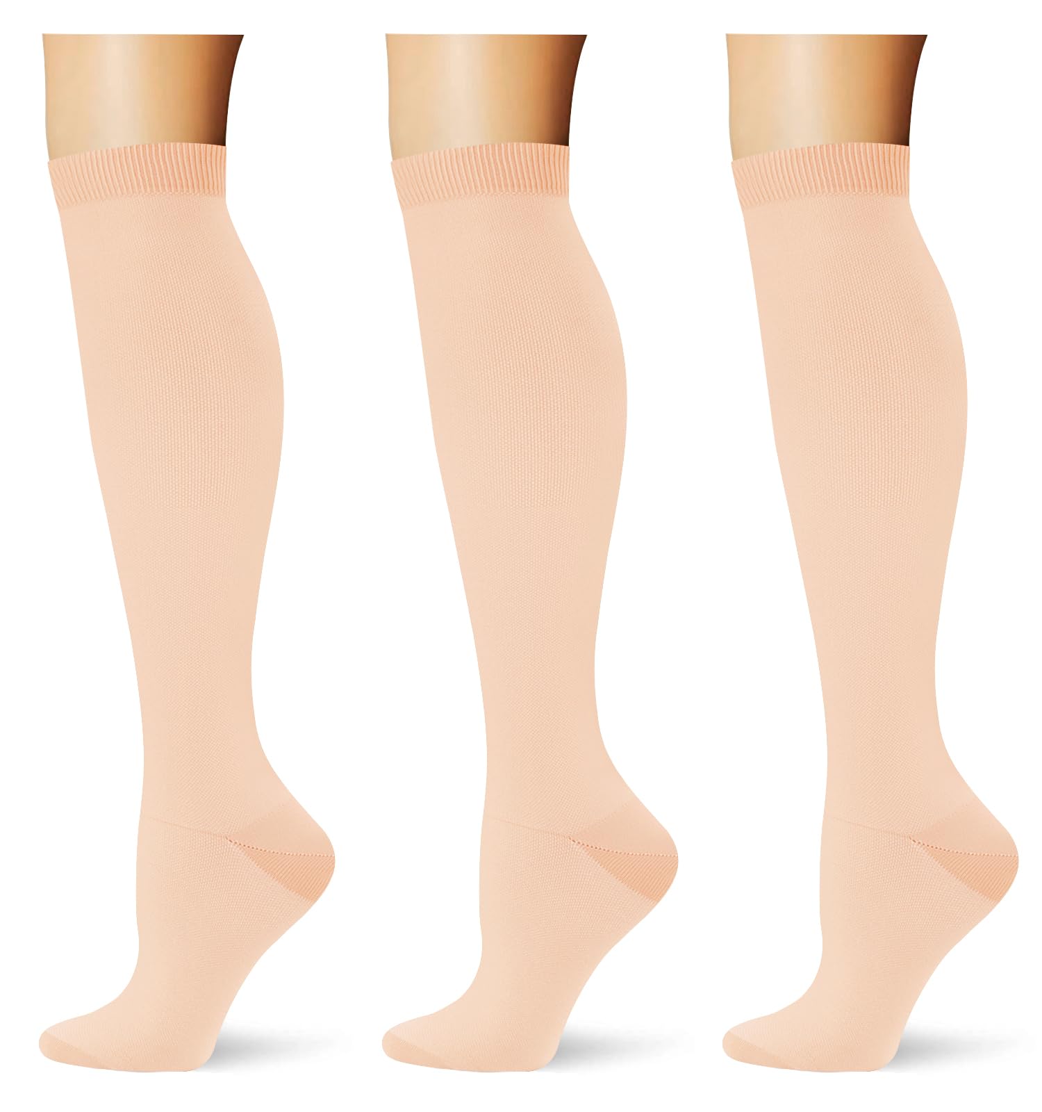 (3 pairs) Compression Socks 20-30 mmHg Long Knee High Socks for Women Men Support Athletic Travel Daily Wear