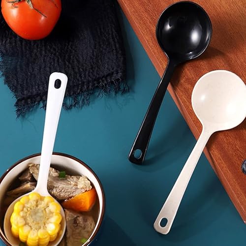 Miniatura 8 de UPKOCH Cucharas de sopa desechables grandes de plástico, cucharón de papilla, cucharón de papilla, cucharas para servir cucharas para fideos ramen,
