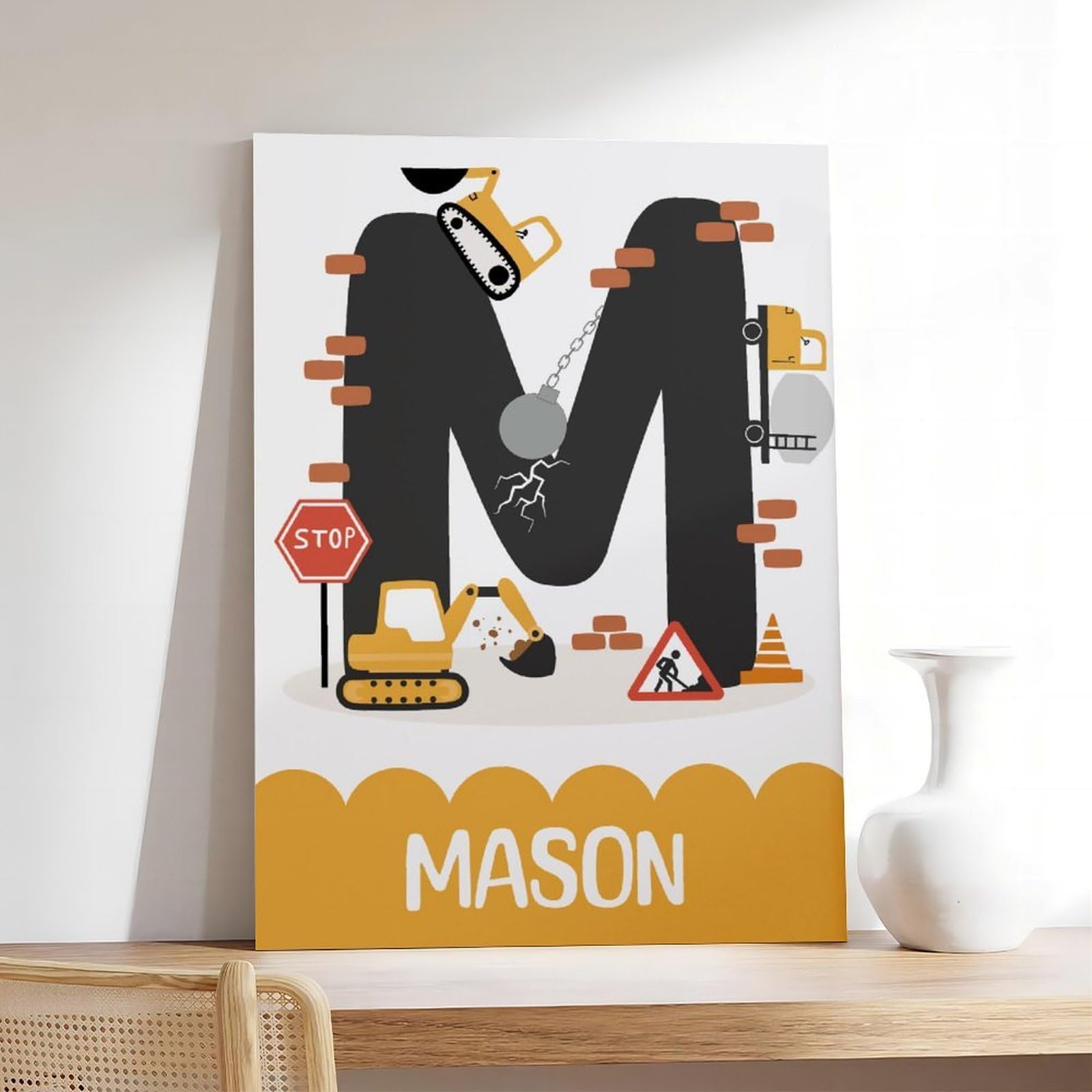 Poster sur toile avec thèmes éducatifs de l'alphabet de A à Z (15) - Décoration murale pour salon, chambre à coucher - 60 x 90 cm