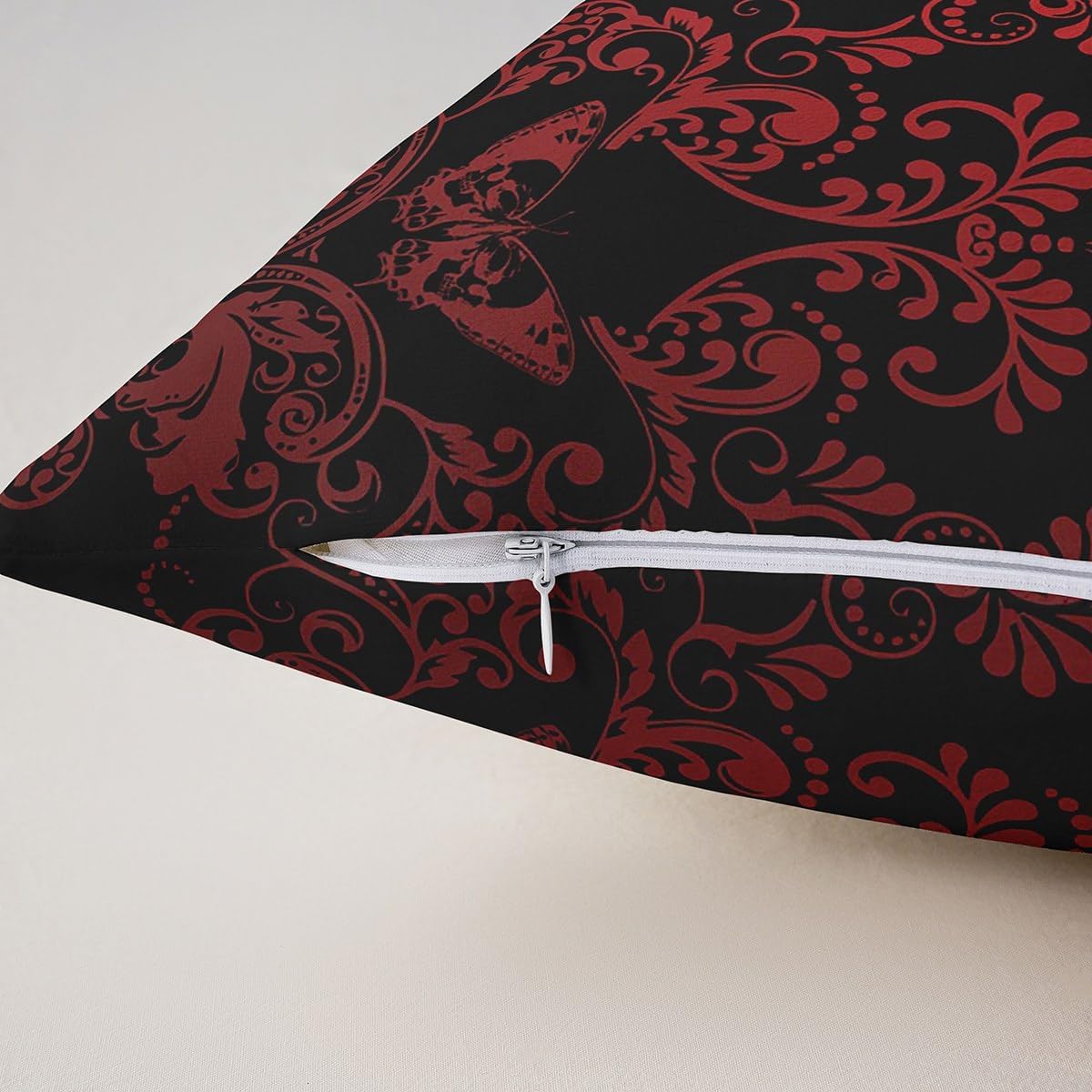 Red Ombre Damask Cushion Cover For Adult Girls Women Gothic Victorian Style Throw Pillow Cover Medallion Design Pillow Cover Bohemian Exotic Decorative Accent Pillow Case Sofa Couch,24x24 Inch