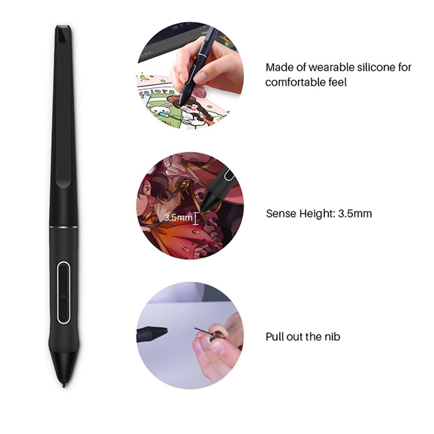PW517 Stylet numérique avec 10 Pointes pour écran de Dessin Kamvas 13, Kamvas 22 Plus, Kamvas 22, Kamvas Pro 24, Stylet à Pression 8192 sans Batterie